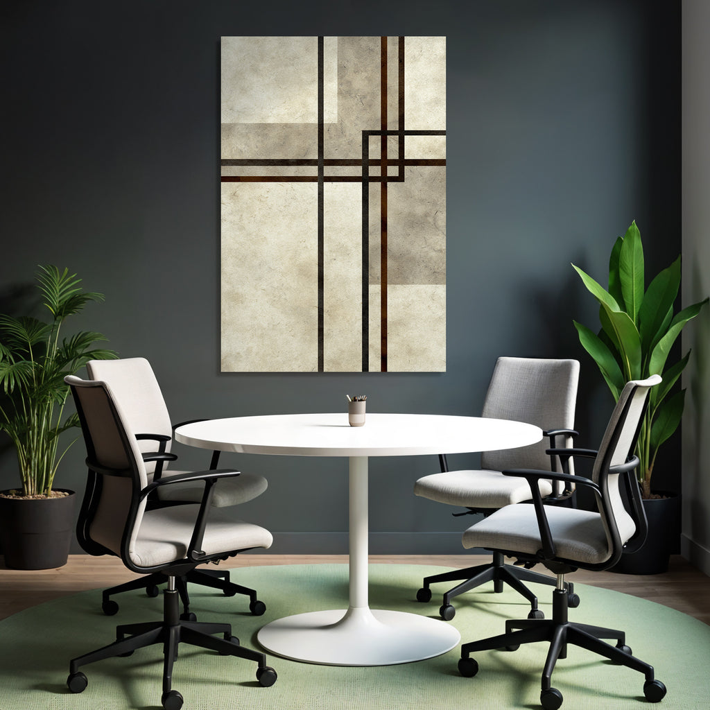 Minimalistische Abstrakte Gestaltung Ueberlappende Linien Und Formen Beige Braun Schwarz