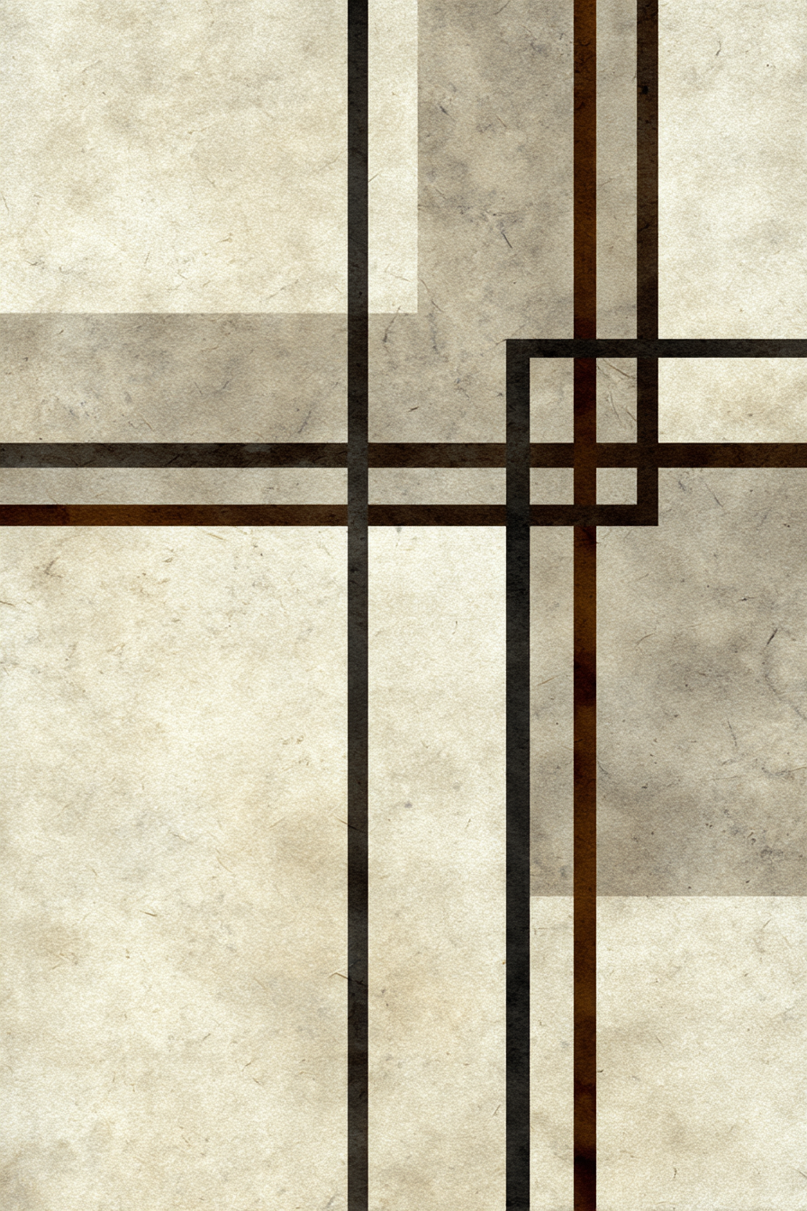 Minimalistische Abstrakte Gestaltung Ueberlappende Linien Und Formen Beige Braun Schwarz | Modern Basic | Einrichtungsstile