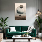 Mistige Landschaft Mit Pferd Geometrische Formen Abstrakt