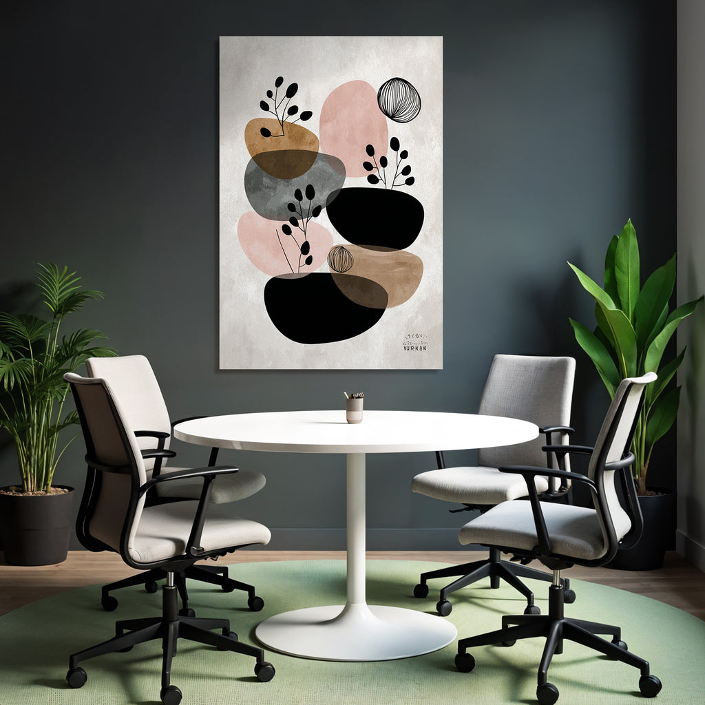 Moderne Abstracte Kunst Mit Botanischen Elementen Erde Ton Pastell Farben