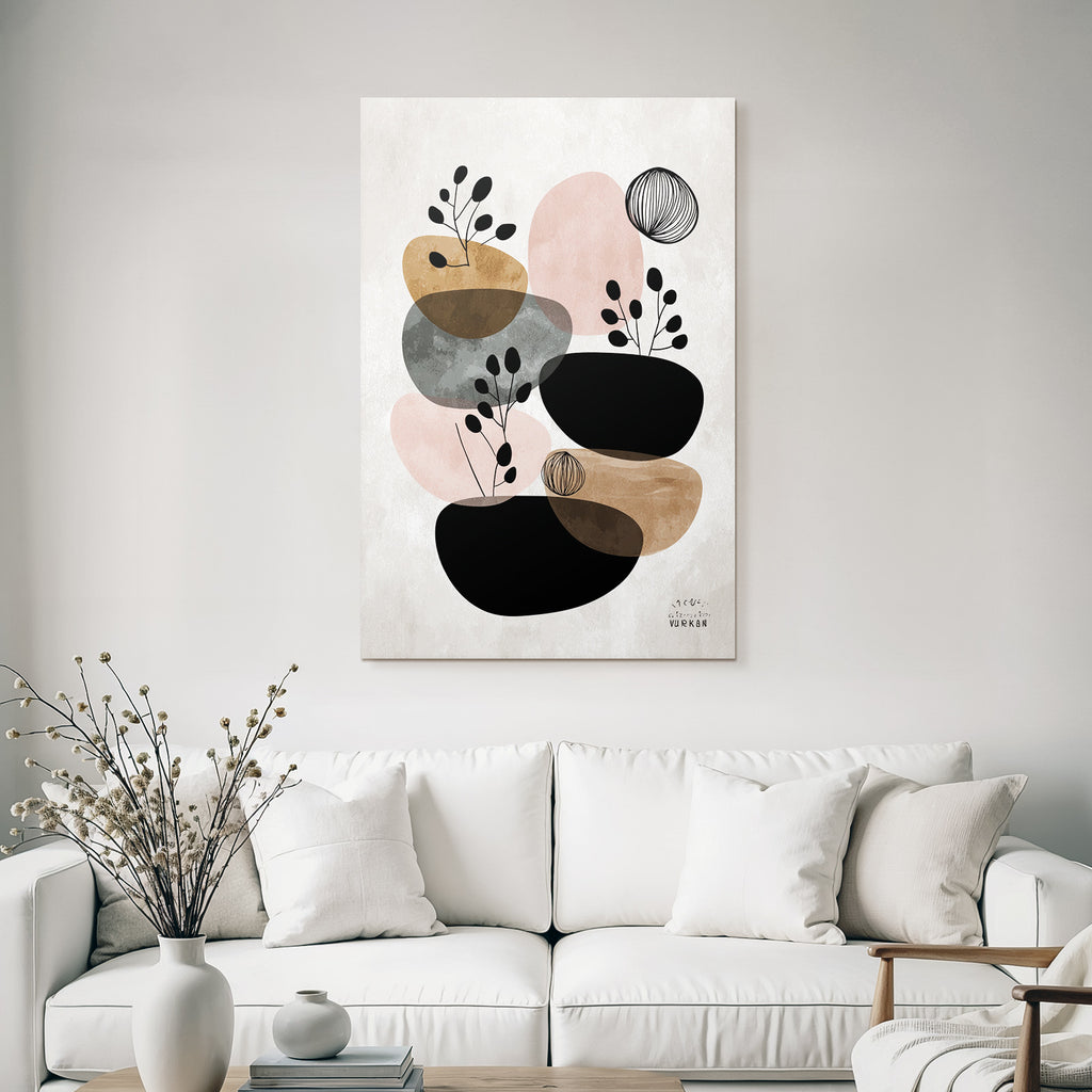 Moderne Abstracte Kunst Mit Botanischen Elementen Erde Ton Pastell Farben