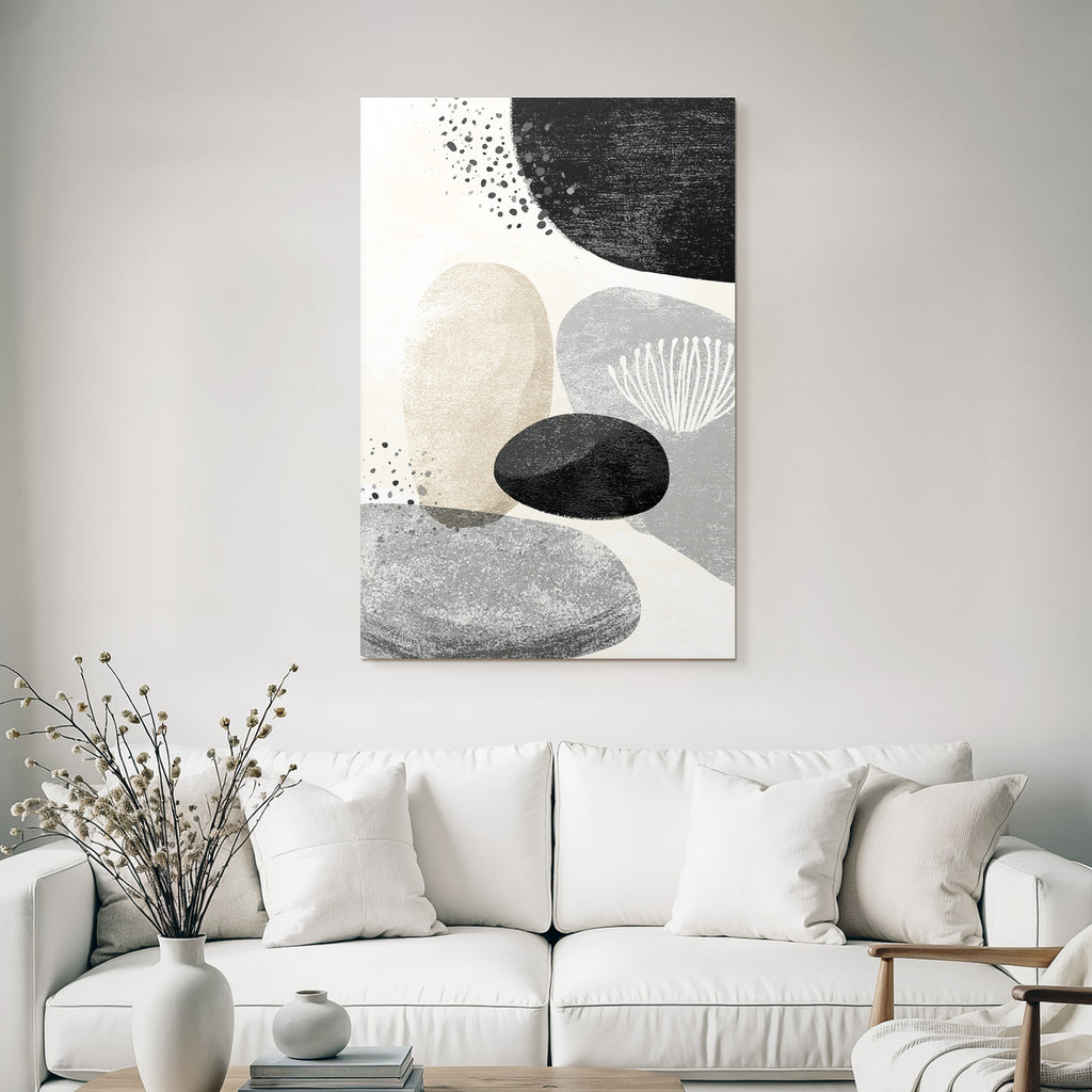 Moderne Abstrakte Design Runde Shape Grau Beige Black Minimalistisch Muster