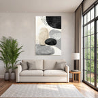 Moderne Abstrakte Design Runde Shape Grau Beige Black Minimalistisch Muster