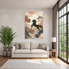 Pferd Springend In Natur Erdtoene Minimalistisch Kunst