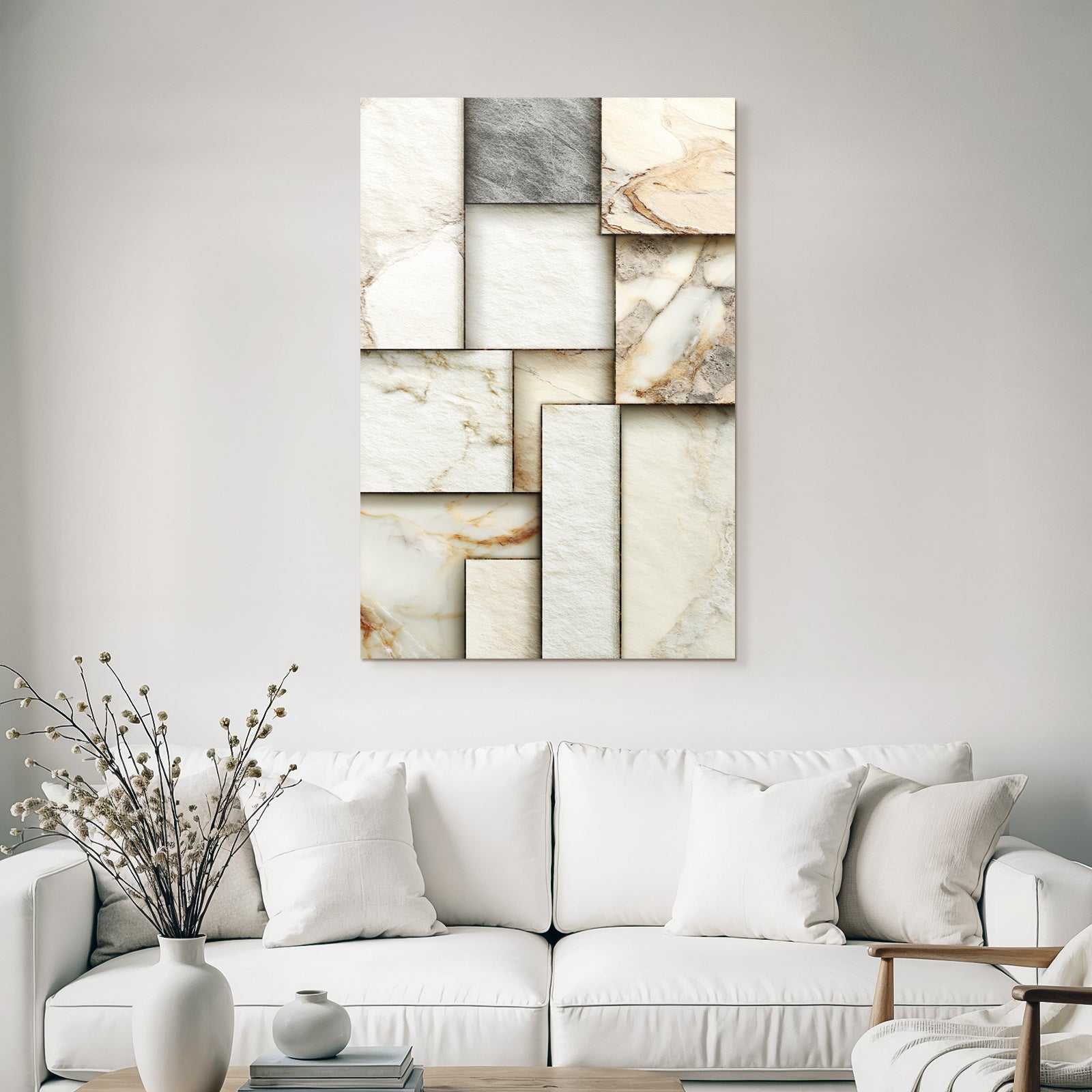 Steinmuster Paneele In Beige Cream Und Grau Marmor Design