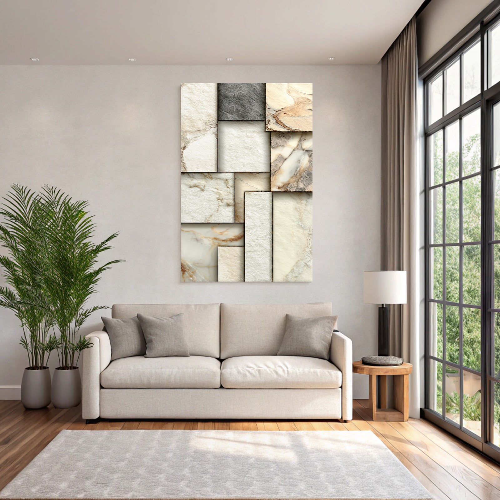 Steinmuster Paneele In Beige Cream Und Grau Marmor Design