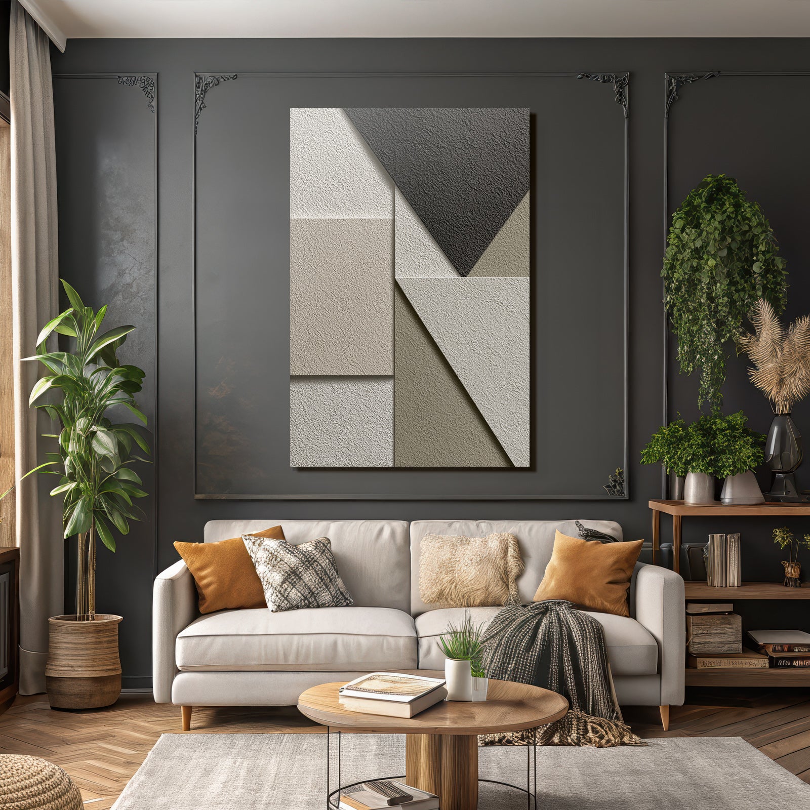 Texturierte Geometrische Formen Beige Grau Innenarchitektur Grafikdesign