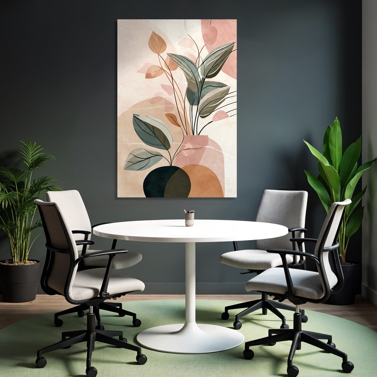 Vase with stylized plants and leaves Abstract Design