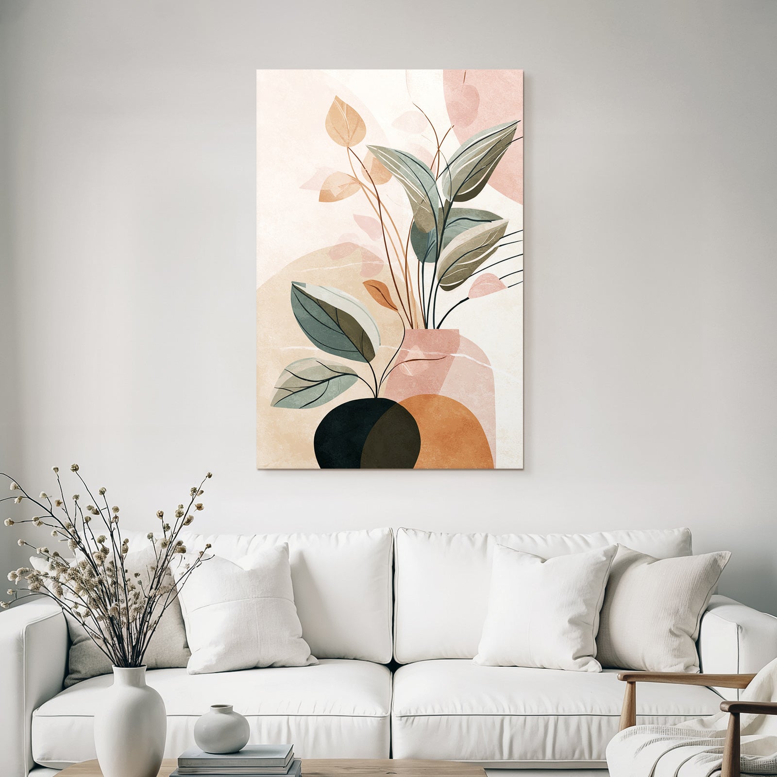 Vase with stylized plants and leaves Abstract Design