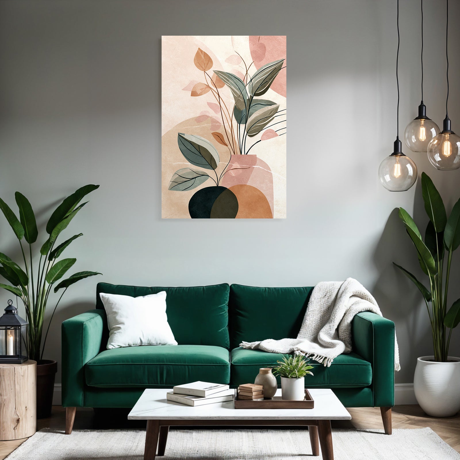 Vase with stylized plants and leaves Abstract Design