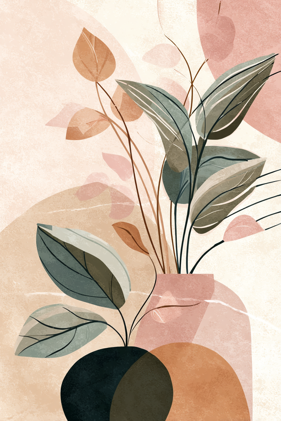 Vase Mit Stilisierten Pflanzen Und Blaettern Abstract Design | Modern Basic | Einrichtungsstile
