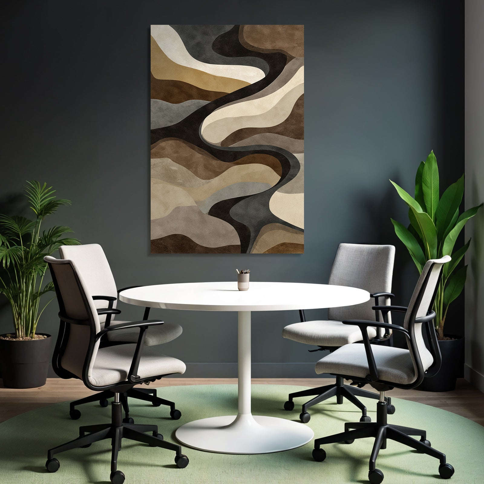 Wellenfoermige Muster In Braun Beige Und Grau Abstract Kunst