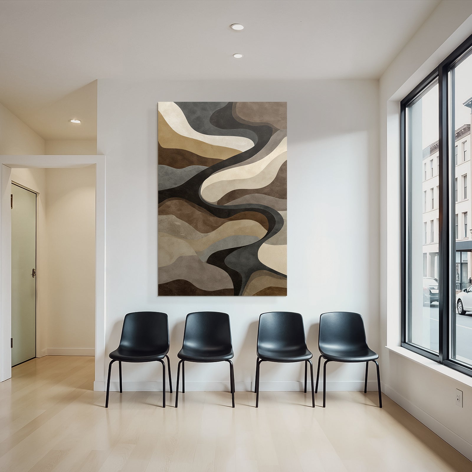 Wellenfoermige Muster In Braun Beige Und Grau Abstract Kunst