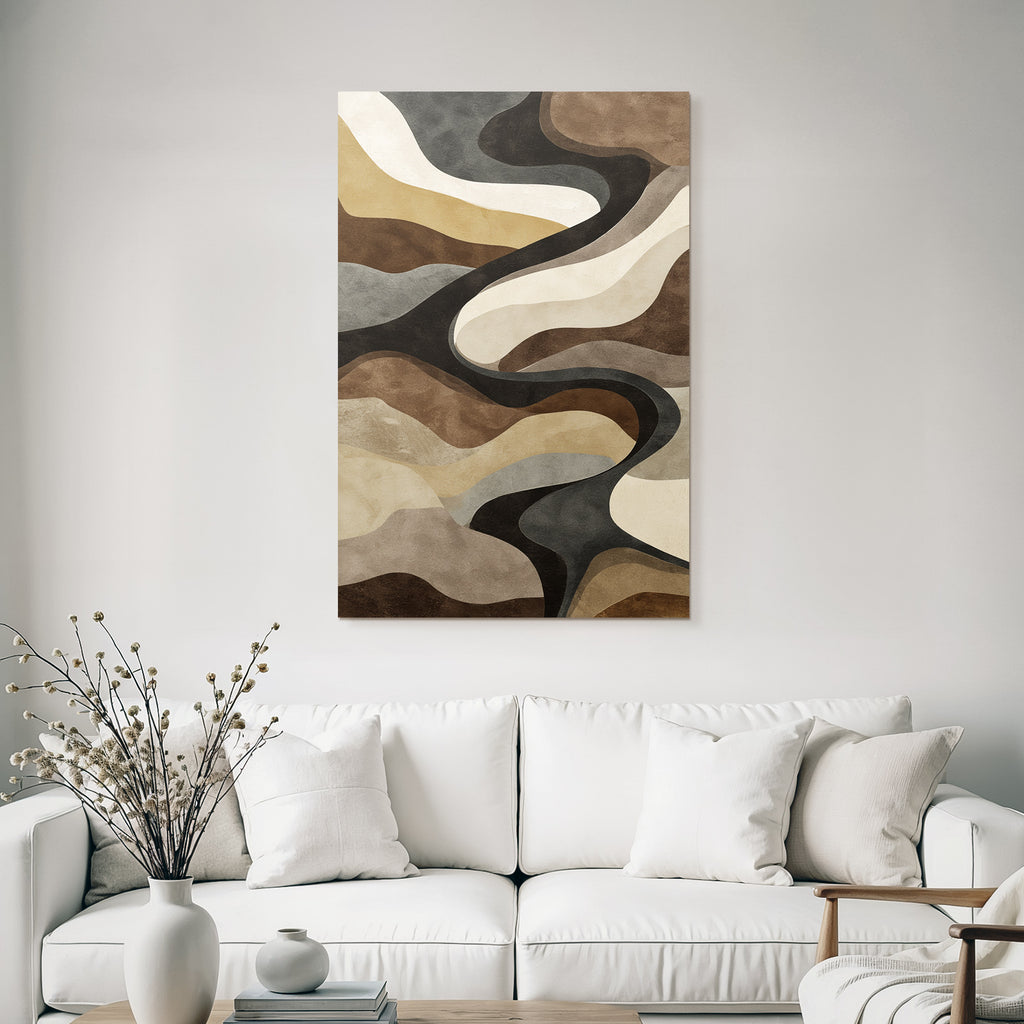Wellenfoermige Muster In Braun Beige Und Grau Abstract Kunst