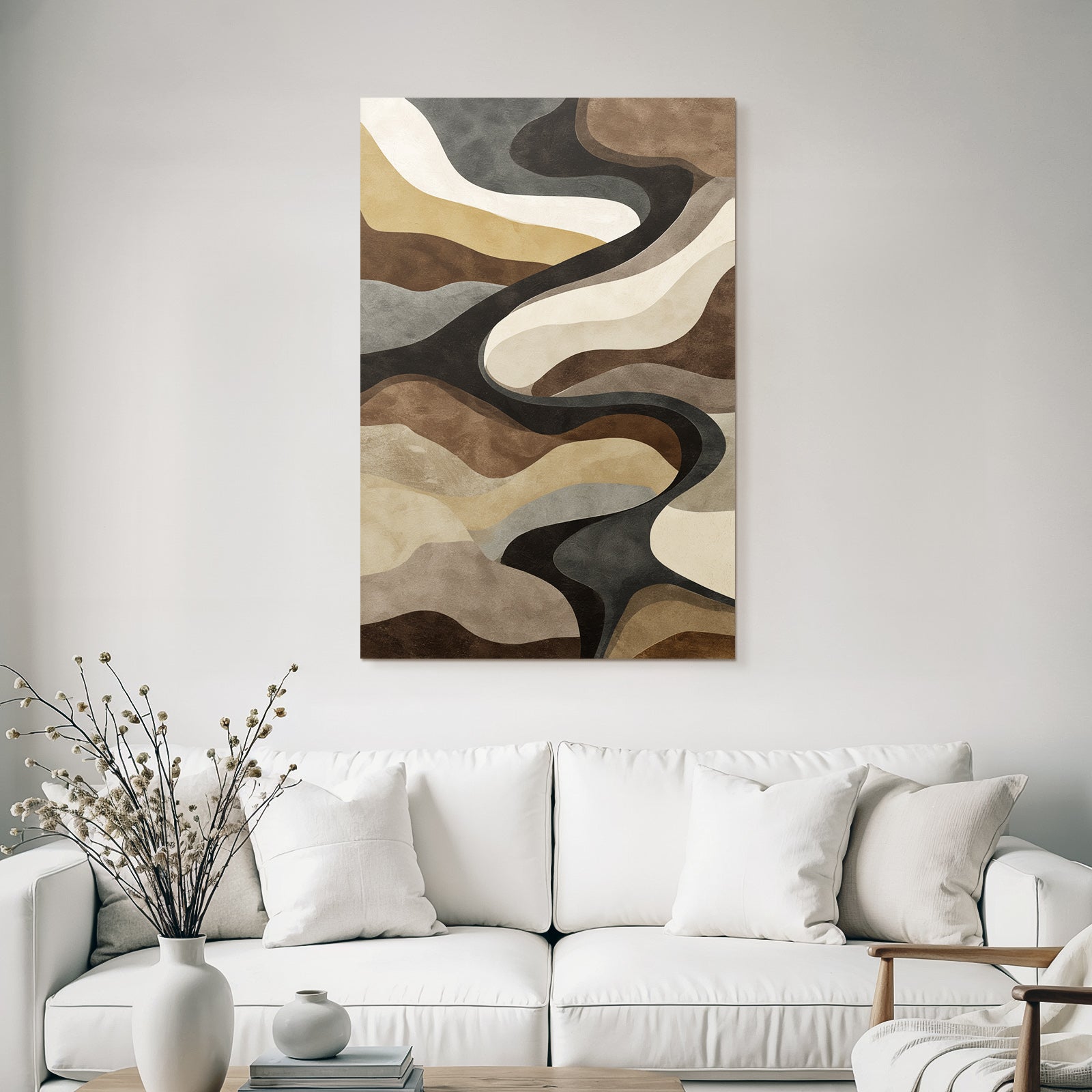 Wellenfoermige Muster In Braun Beige Und Grau Abstract Kunst