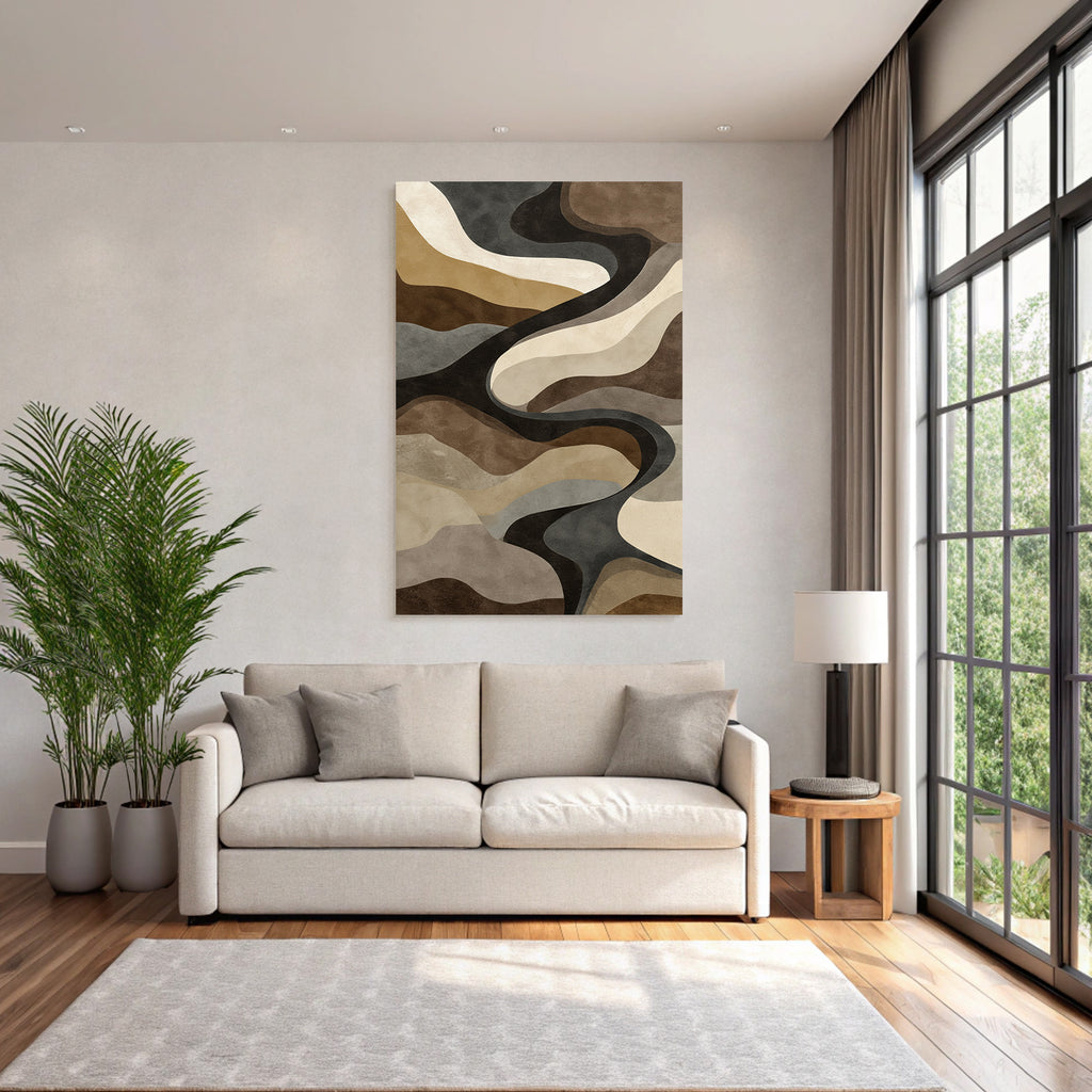 Wellenfoermige Muster In Braun Beige Und Grau Abstract Kunst
