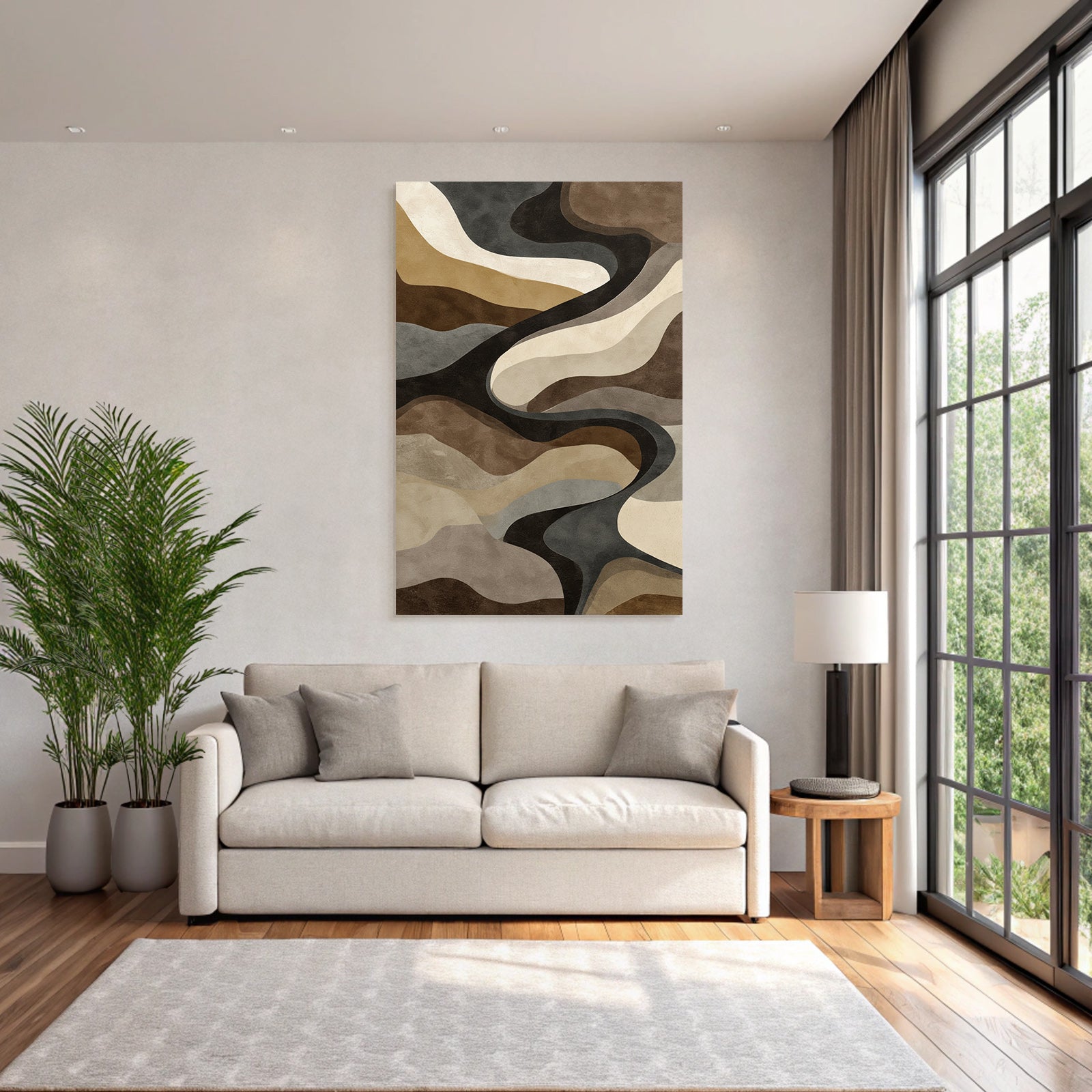 Wellenfoermige Muster In Braun Beige Und Grau Abstract Kunst