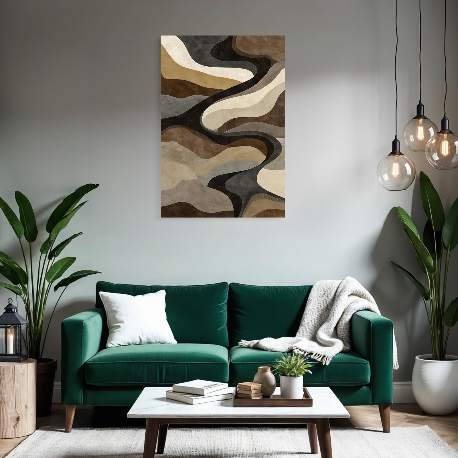 Wellenfoermige Muster In Braun Beige Und Grau Abstract Kunst
