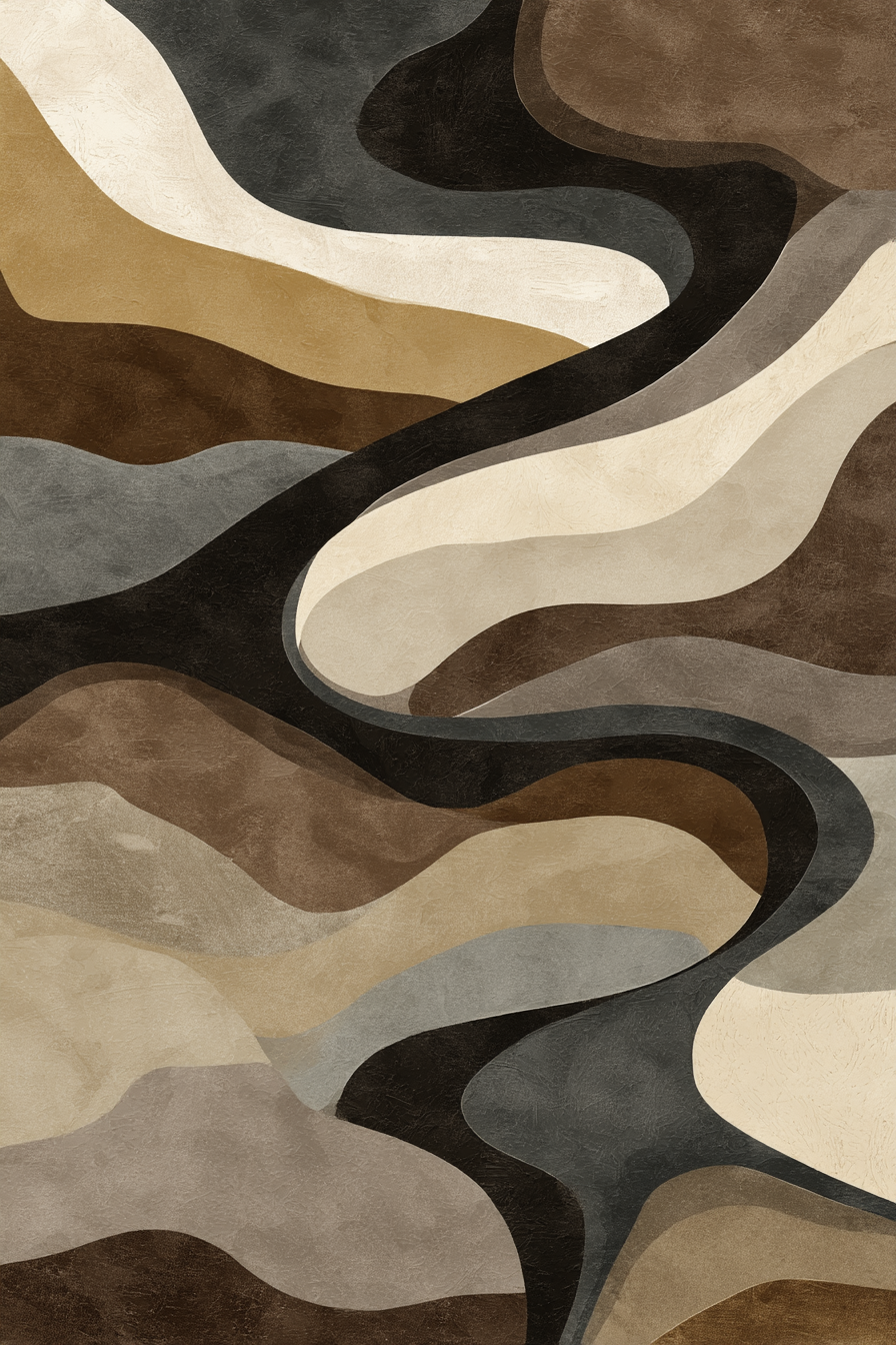 Wellenfoermige Muster In Braun Beige Und Grau Abstract Kunst | Modern Basic | Einrichtungsstile