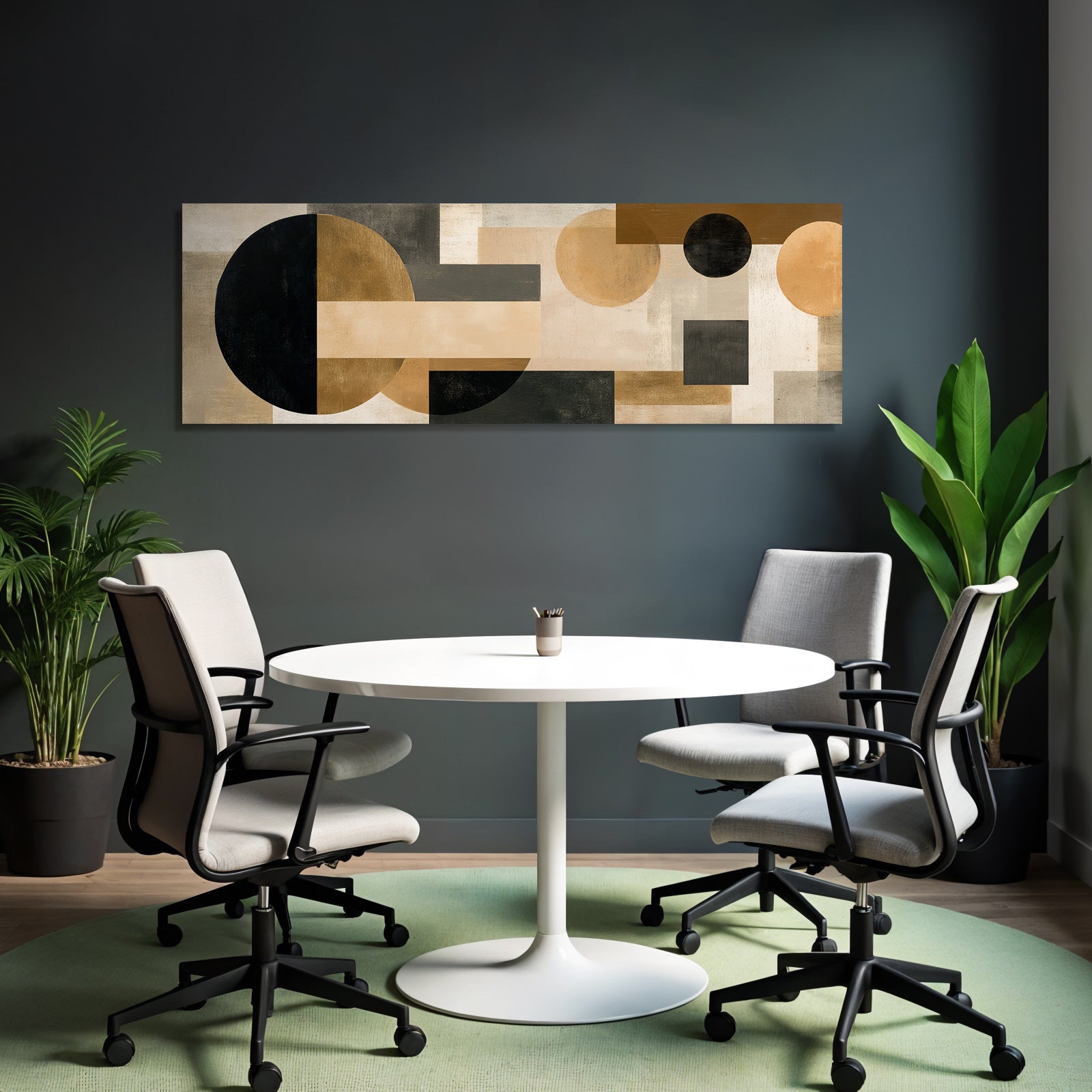 Abstract Geometric Art With Colors Black Beige Gray Gold
