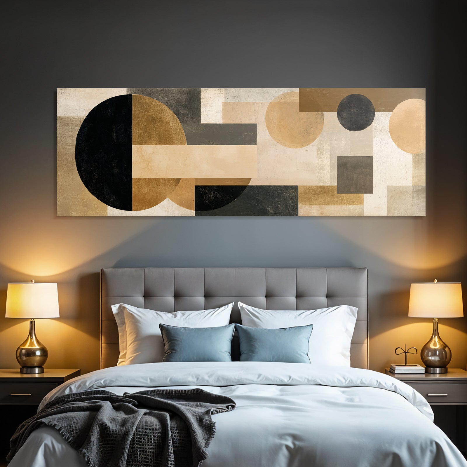 Abstract Geometric Art With Colors Black Beige Gray Gold
