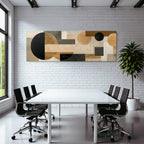 Abstracte Geometrische Kunst Mit Farben Schwarz Beige Grau Gold