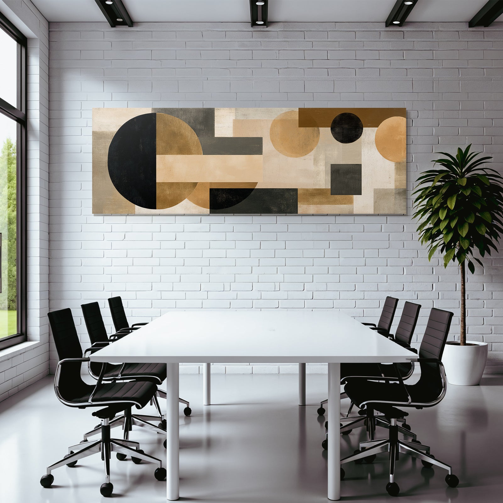 Abstract Geometric Art With Colors Black Beige Gray Gold