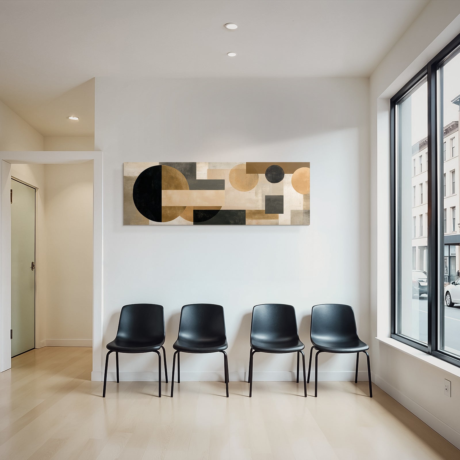 Abstract Geometric Art With Colors Black Beige Gray Gold