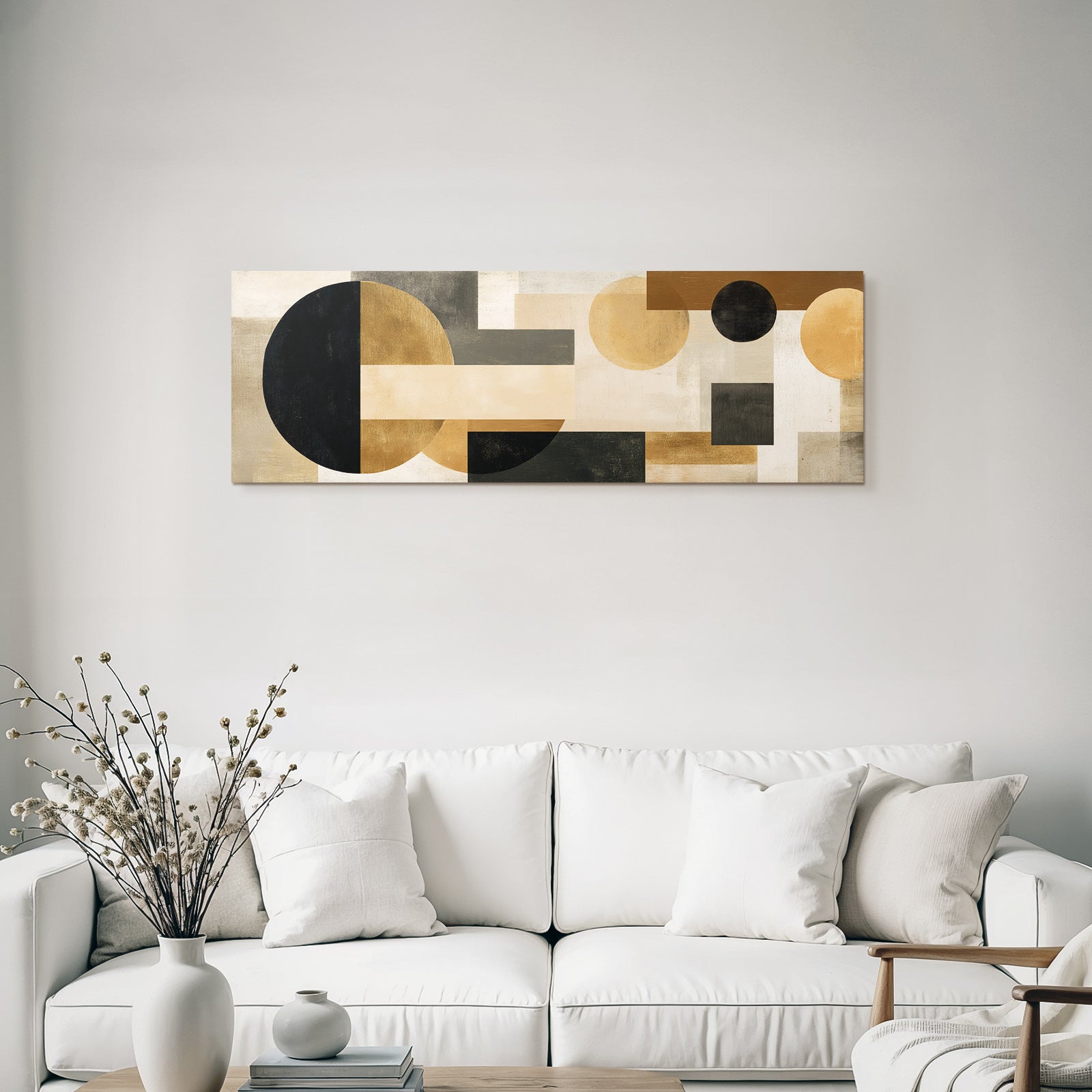 Abstract Geometric Art With Colors Black Beige Gray Gold
