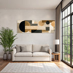 Abstracte Geometrische Kunst Mit Farben Schwarz Beige Grau Gold