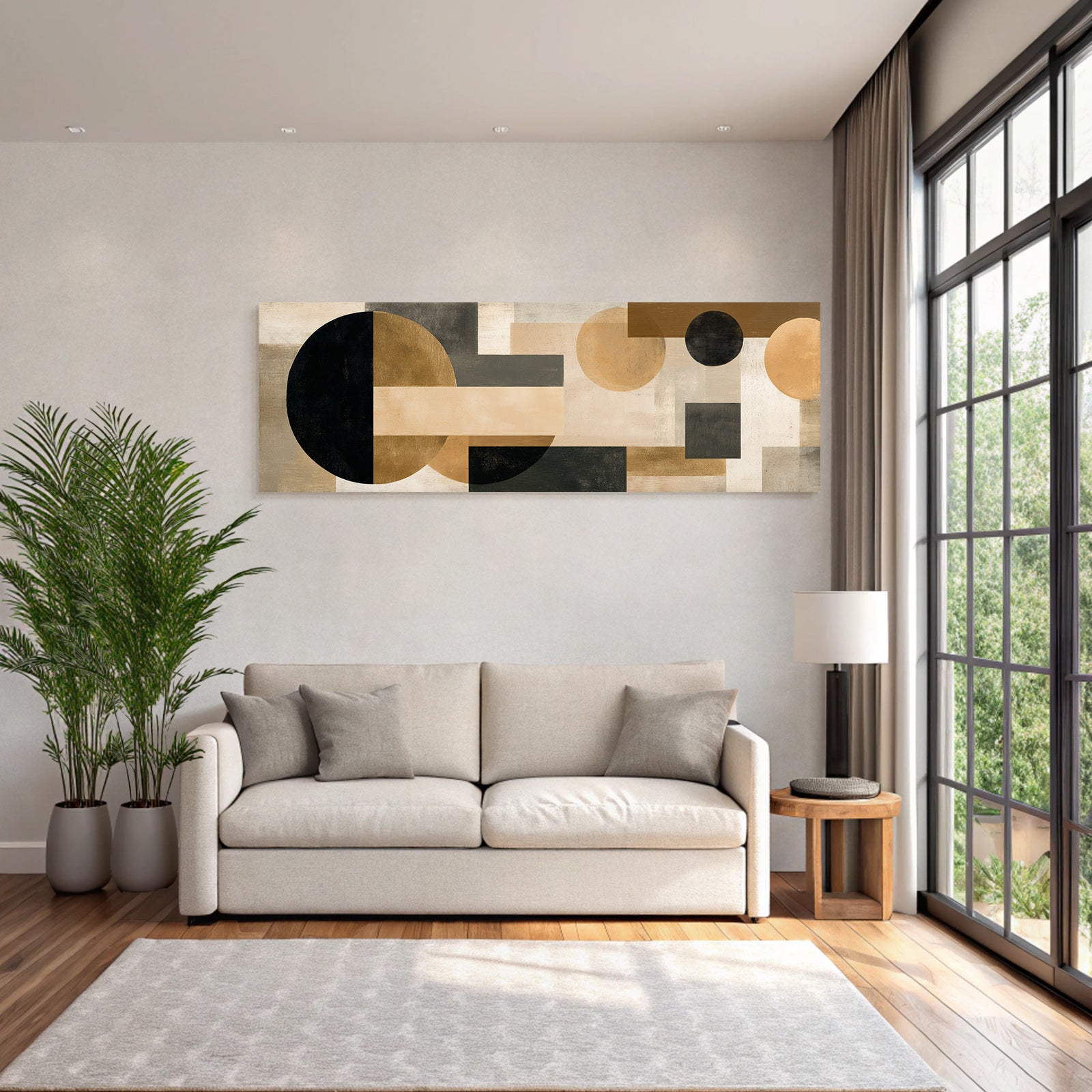 Abstract Geometric Art With Colors Black Beige Gray Gold