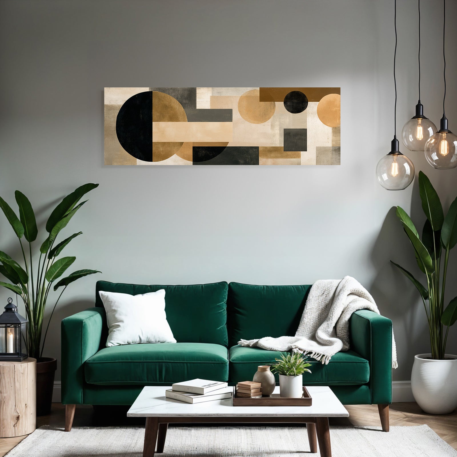 Abstract Geometric Art With Colors Black Beige Gray Gold