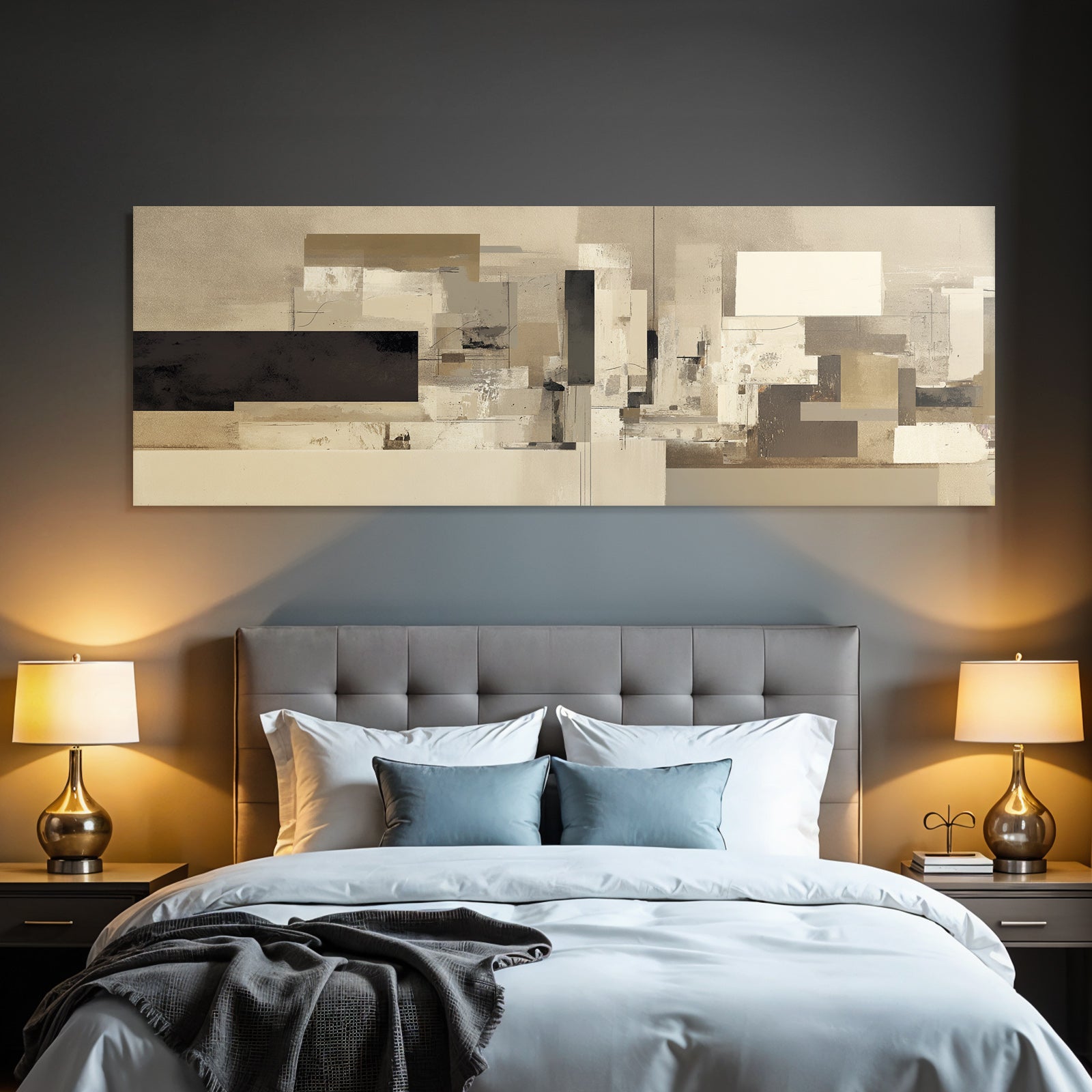 Abstract Art Rectangles Beige Brown Black