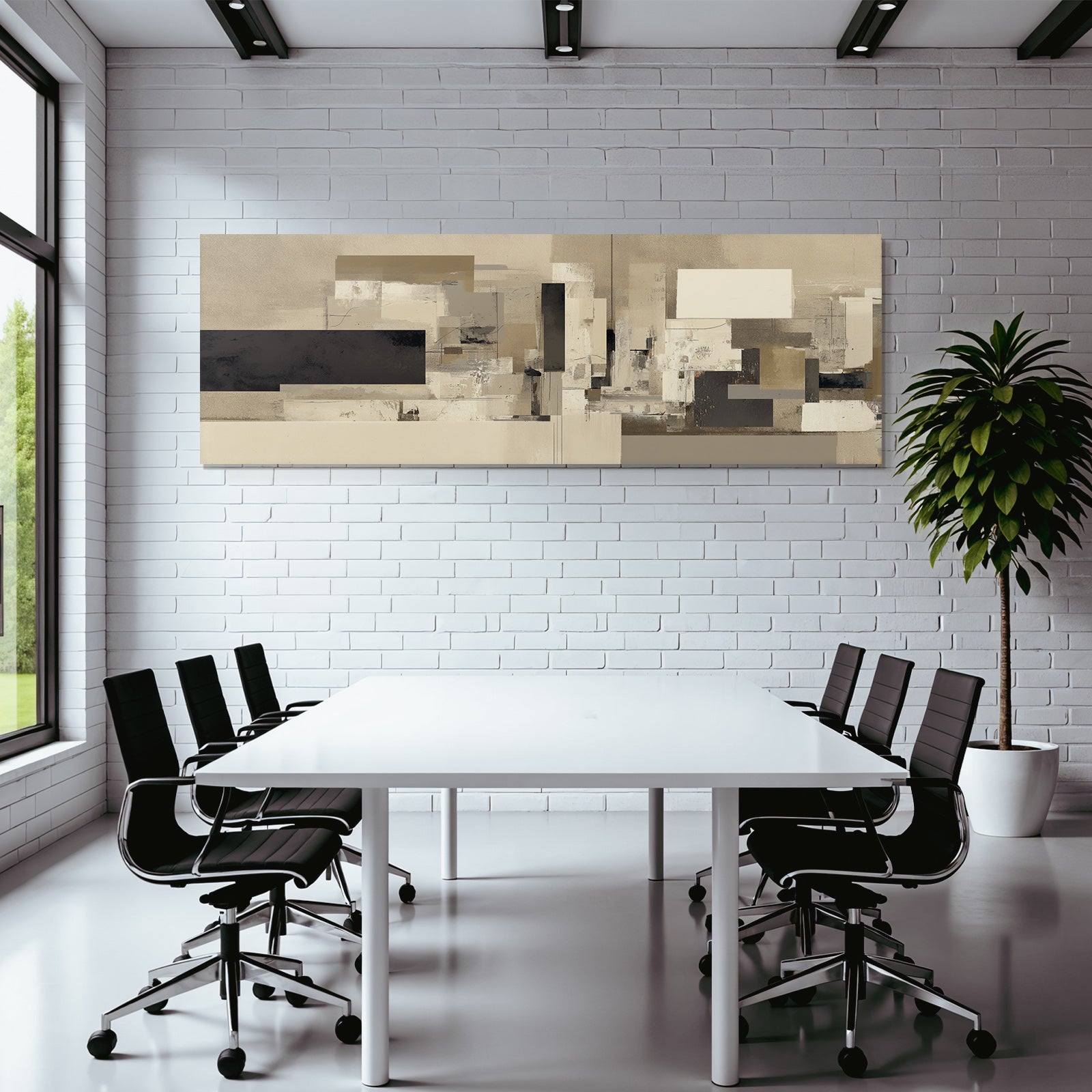 Abstract Art Rectangles Beige Brown Black