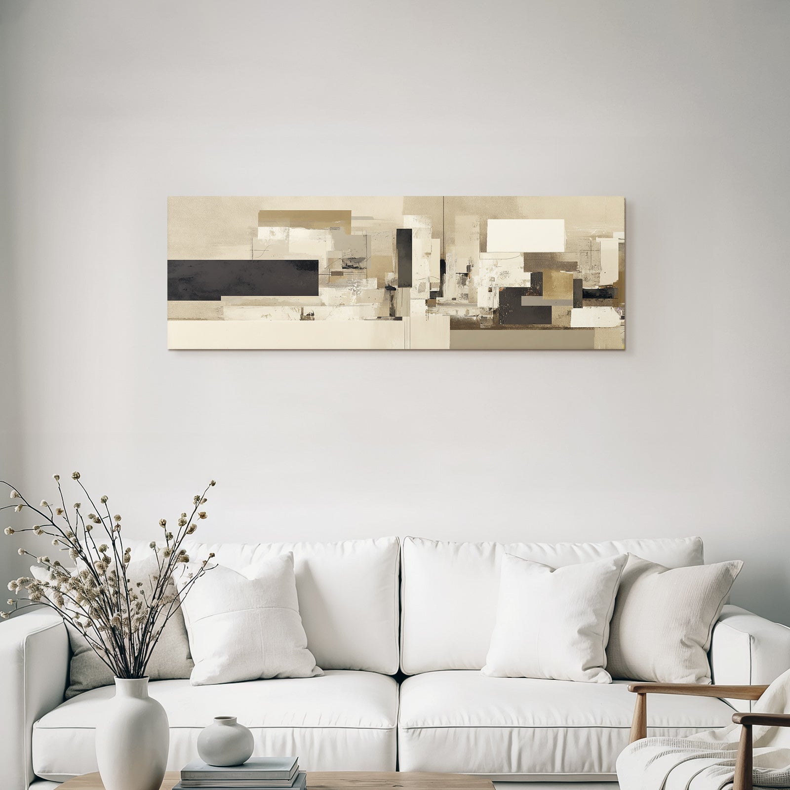 Abstract Art Rectangles Beige Brown Black