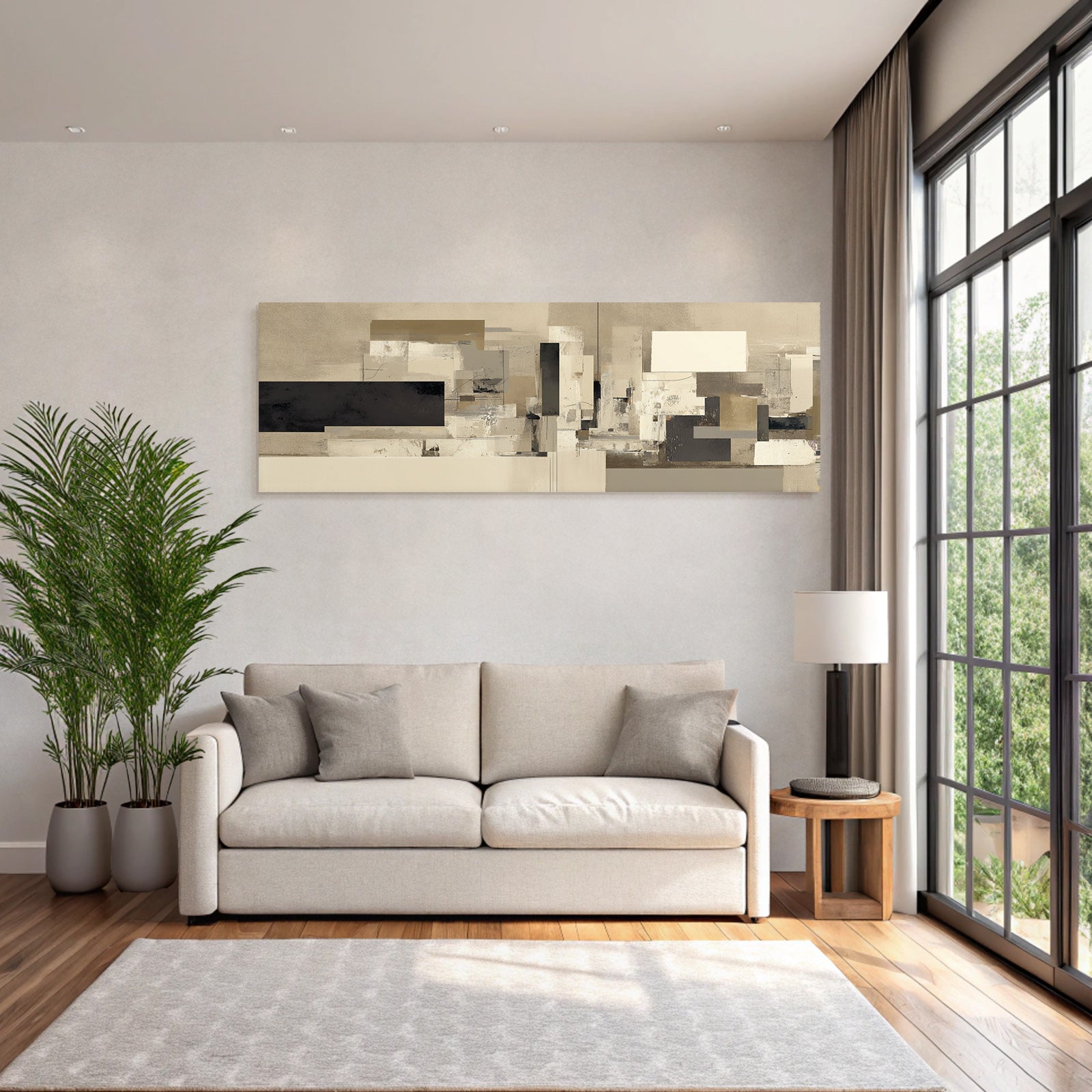 Abstract Art Rectangles Beige Brown Black