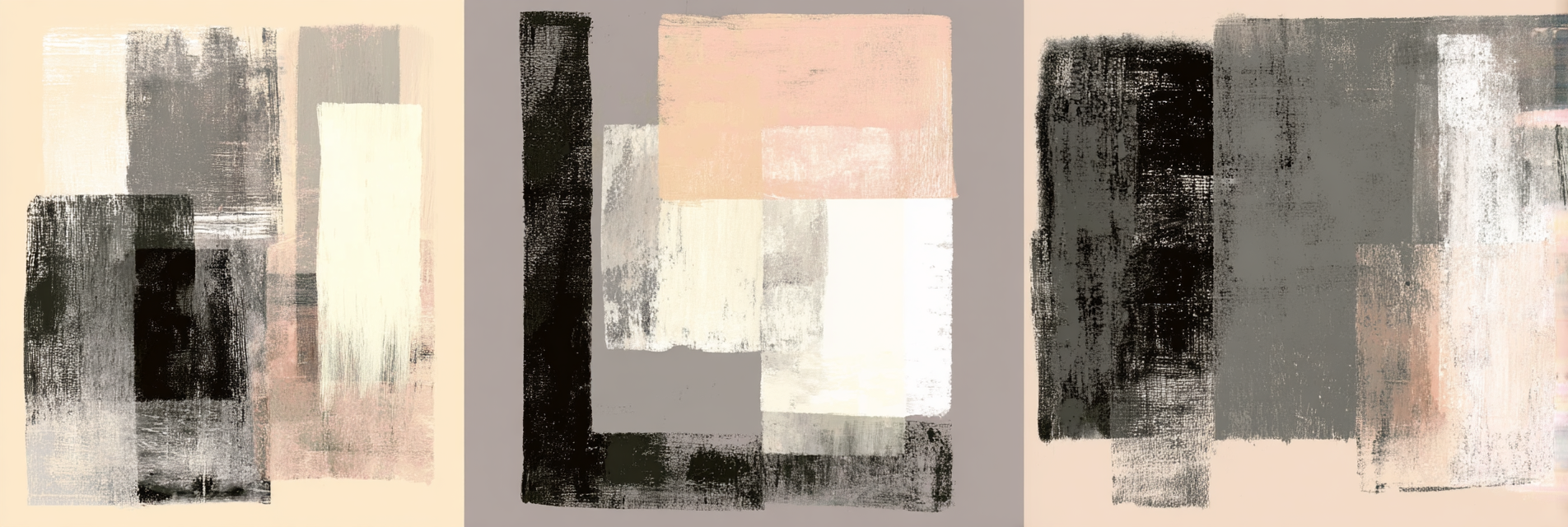 Abstracte Kunstwerk Drei Panelle Neutrale Farben Texture Contrast | Modern Basic | Einrichtungsstile