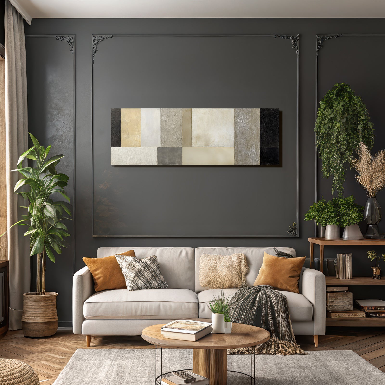 Abstractes Kunstwerk Geometrische Formen Neutrale Toene Minimalismus