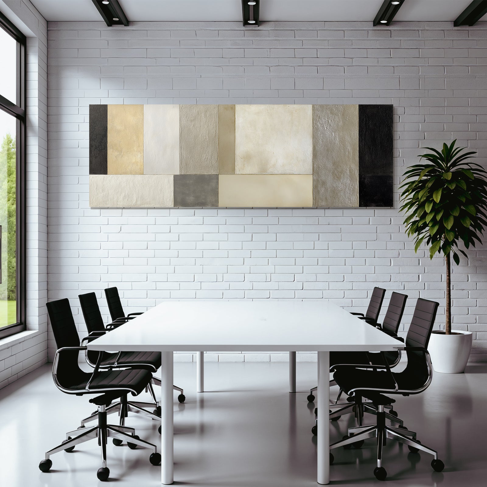 Abstractes Kunstwerk Geometrische Formen Neutrale Toene Minimalismus