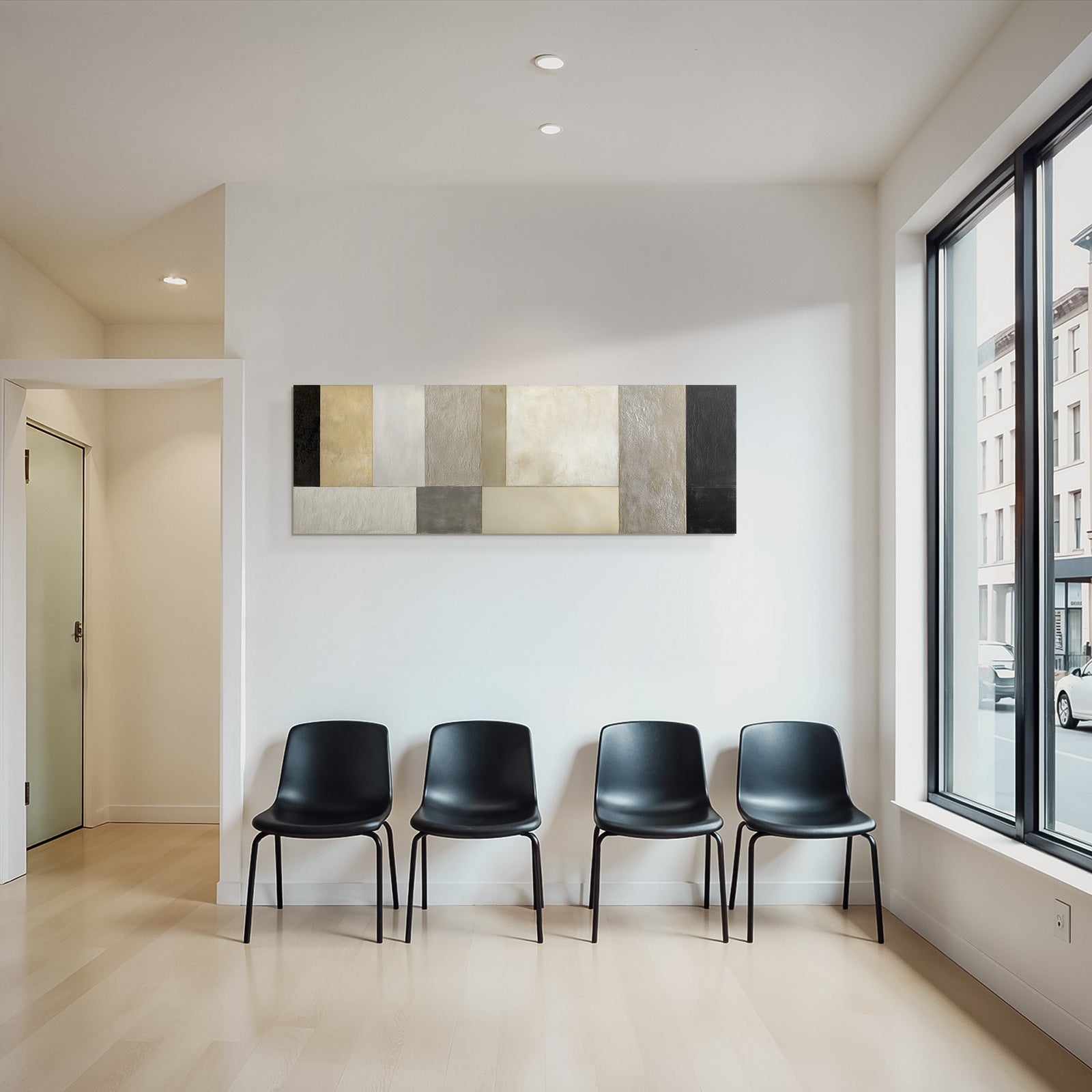 Abstractes Kunstwerk Geometrische Formen Neutrale Toene Minimalismus