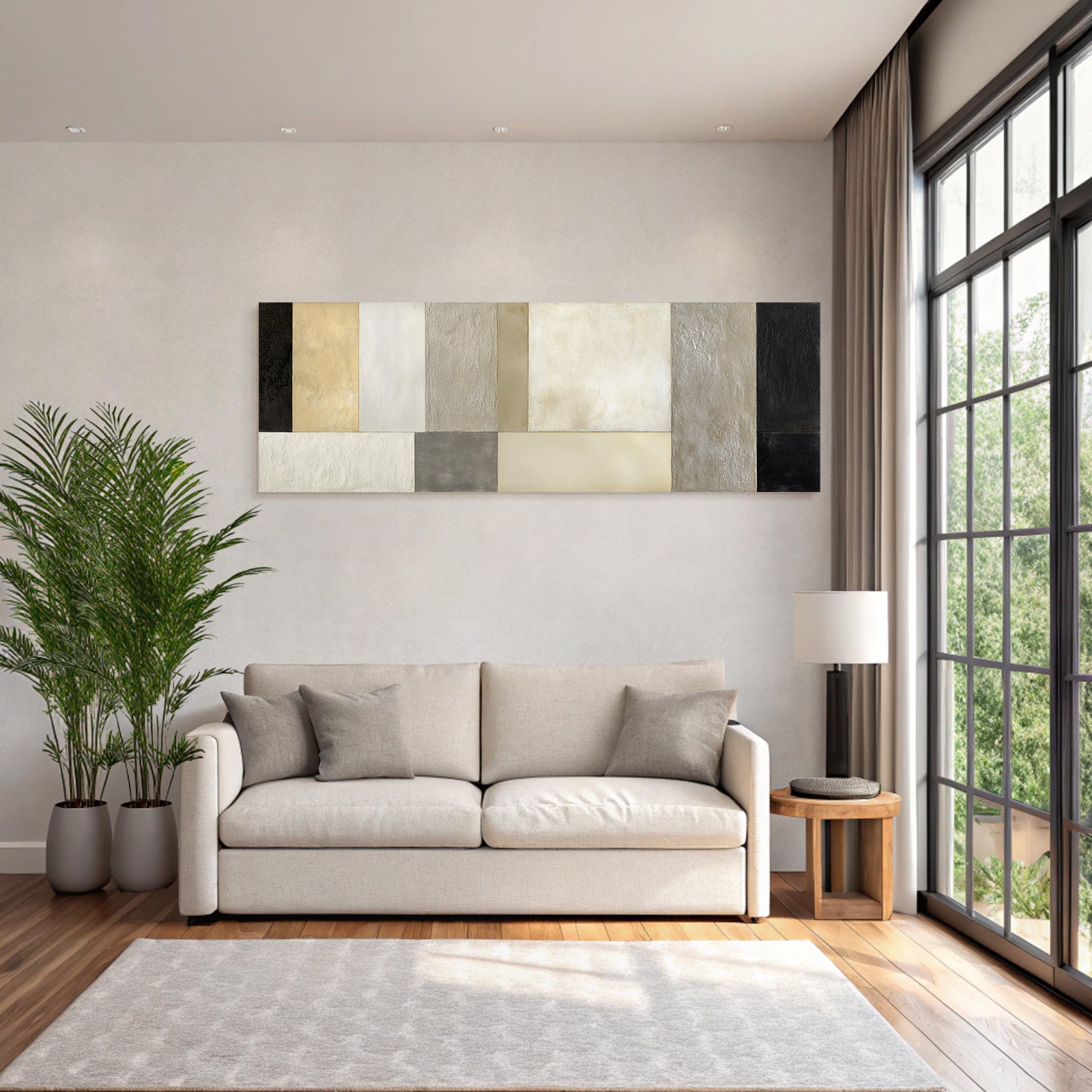 Abstractes Kunstwerk Geometrische Formen Neutrale Toene Minimalismus