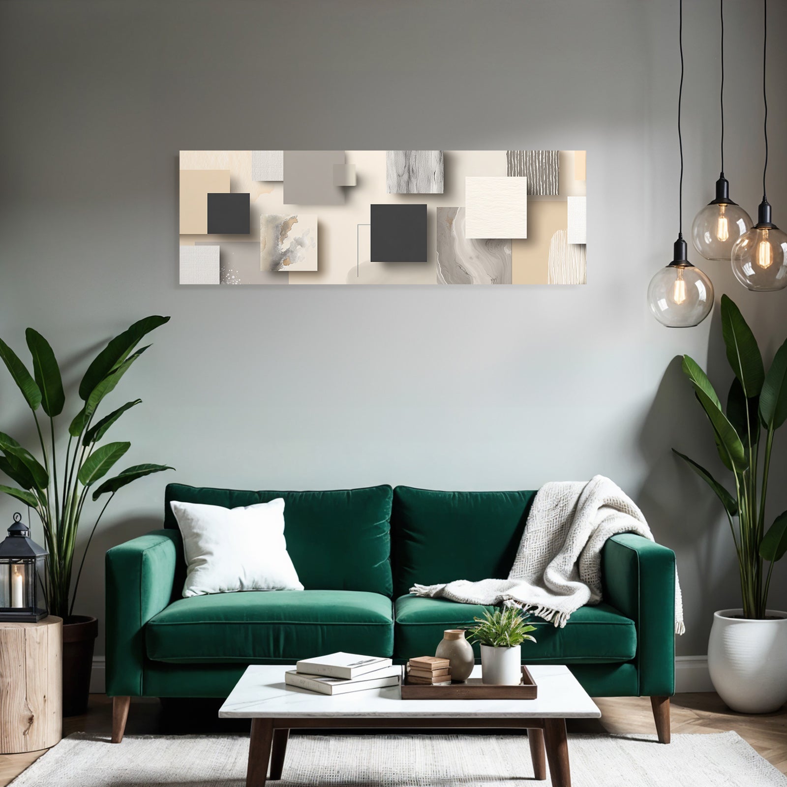 Abstract arrangement of shapes and textures in neutral colors
