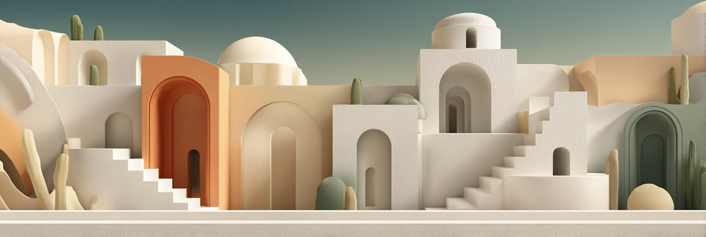 Abstrakte Architektur Landschaft Moderne Oasen Stilisiert | Modern Basic | Einrichtungsstile