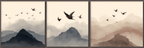 Abstrakte Gebirgslandschaften Mit Voegeln Triptychon Watercolor Szenen | Modern Basic | Einrichtungsstile