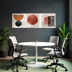 Abstrakte Geometrische Designs Drei Panelle Rot Orange Grau