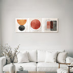 Abstrakte Geometrische Designs Drei Panelle Rot Orange Grau