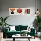 Abstrakte Geometrische Designs Drei Panelle Rot Orange Grau