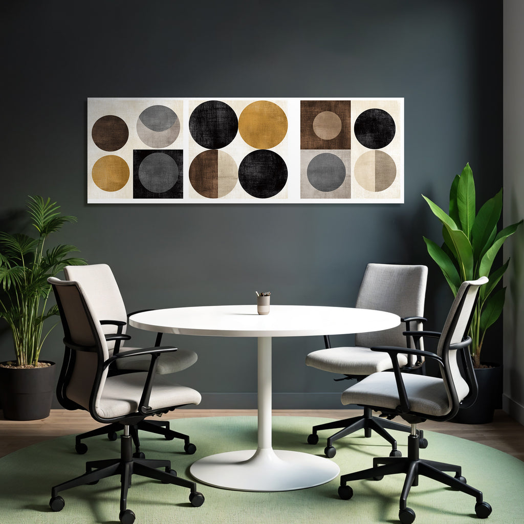 Abstrakte Geometrische Designs Mit Kreisen In Farben Und Texturen Minimalistisch Dekor