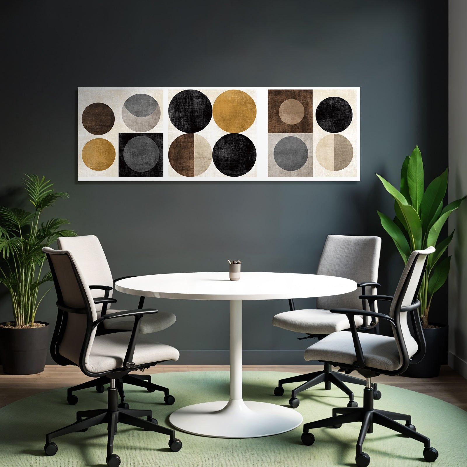 Abstract geometric designs with circles in colors and textures minimalist decor