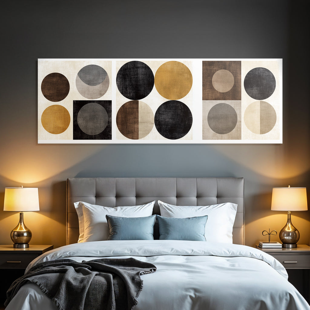 Abstrakte Geometrische Designs Mit Kreisen In Farben Und Texturen Minimalistisch Dekor